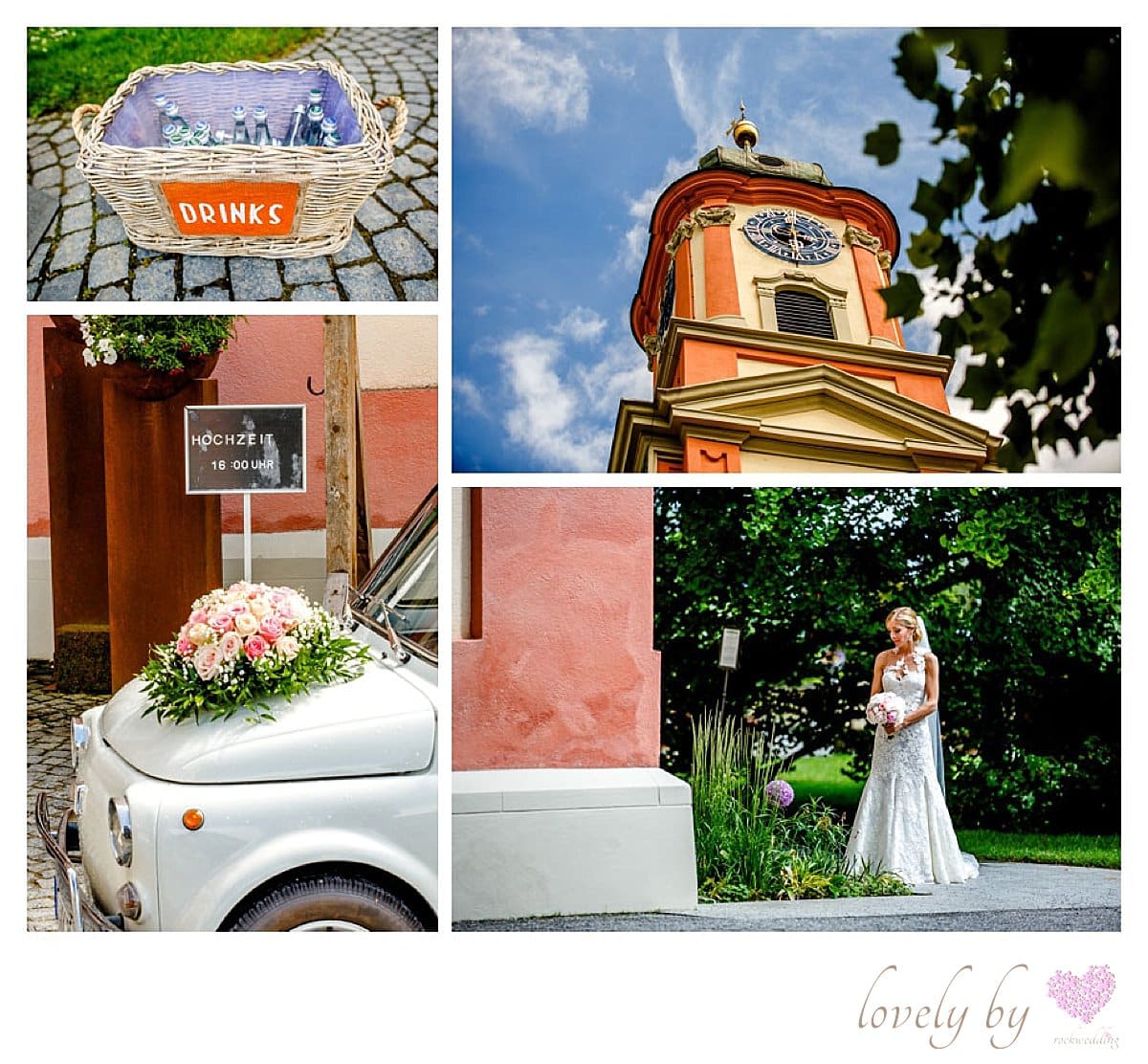 Hochzeit auf Insel Mainau am Bodensee in der Marienchurch, Fiat500, Papeterie kreiert bei vonrock
